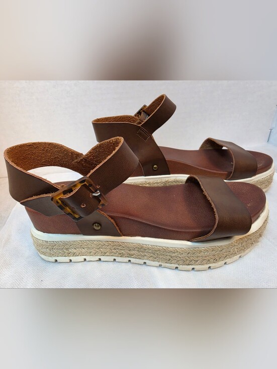 MIA Shoes - MIA Kiera Cognac Espadrille Platform Sandals Size 7